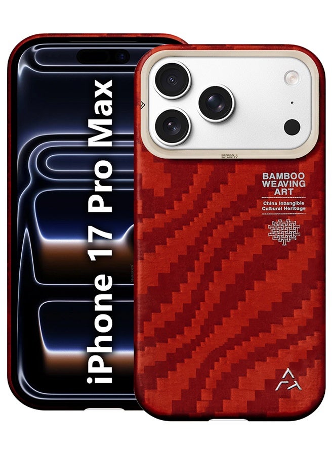 AIRITY Bamboo Fiber Protective Case for iPhone 17 Pro Max– Ultra Durable, Lightweight & Premium Design Red - Image 1